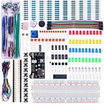 ELEGOO Upgraded Electronics Fun Kit w/Power Supply Module, Jumper Wire, Precision Potentiometer, 830 tie-points Breadboard for Arduino UNO R3, MEGA, Raspberry Pi, STM32, Datesheet Available