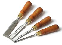 Narex Premium Bevel Edge Chisel Set with Stained Hornbeam Wood Waxed Handles, Set of 4 pcs