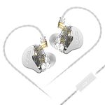 CCA CRA in Ear Earphone, Ultra-thin Diaphragm Dynamic Driver IEM, Clear Sound & Deep Bass, Wired Earbuds with Tangle-Free Removable Cord-White With Mic