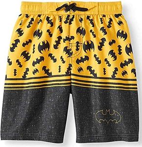 DC Comics Batman Swim Trunks All Over Logo Design Boardshorts for Boys