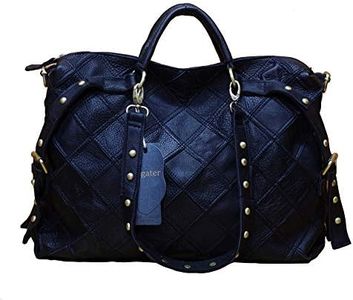 Women's Multicolor Tote Handbag Genuine Leather Design Hobo Shoulder Bag Purses Black Size: Large