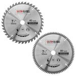 TCT Circular Saw Blades 185mm x 40 & 80T x 20mm Bore (16mm ring) fits Evolution Bosch Makita etc (Pack of 2)