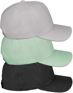 Daxton Premium Mid Profile Hat Semi Curved Visor Structured Cap 3 Pack - Black,Sage,Light Grey