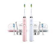 Philips Sonicare Diamond Clean Rechargeable Toothbrush for Complete Oral Care 2-Pack Handles (Pink)