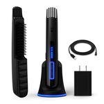 The Beard Struggle Carbon X - Heated Brush + Straightener for Men Cordless & Straightening Comb Rechargeable, 3 Heat Settings, Micro-Fibre Protective Sleeve Included, Black