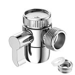 Shower Diverter Valve 3-Way Sink Faucet Splitter Chrome M22 X M24 Shower Head T-Adapter Solid Brass Angle Valve T-Diverter for Kitchen Bathroom