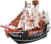 Pretend Play Pirate Ship with Model Pirate Figures, Durable Pirate Ship Pretend Toy Model Home Decoration Ornaments Safety for Kids Childrens