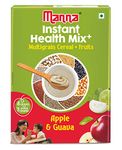 Manna Health Mix Instant Multigrain Cereal, Apple & Guava with Milk. Made with Real Fruits and 8 Supergrains and Millets. No Added Sugar, No Artificial Color, Flavors 200g