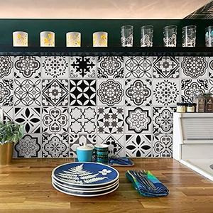 Timeet Kitchen Contact Paper Waterproof Self Adhesive Removable Walpaper Film Protective Vinyl Black Tile Contact Paper Black White Peel and Stick Wallpaper for Bathroom Laundry Room 17.7"x197"