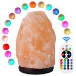 Pursalt Himalayan Salt Lamp 7 Inches (5-6 Lbs) with Upgraded Remote Control, Adjustable 16 Color Changing Salt Lamp Night Light, Natural Crystal Pink Large USB Salt Rock Lamp for Home Decor and Gift