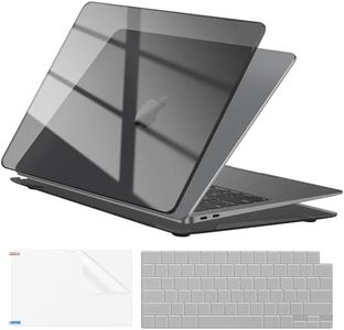 EooCoo Hard Case Compatible with MacBook Air 13.3 inch M1 Chip 2021-2018 with Retina Display, Air 13.3 inch Plastic Protective Case + Transparant Keyboard Cover + Screen Protector, Crystal Black
