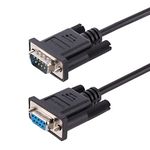 StarTech.com 3m RS232 Serial Null Modem Cable, Crossover Serial Cable w/Al-Mylar Shielding, DB9 Serial COM Port Cable Female to Male, Compatible w/DTE Devices, Black, F/M (9FMNM-3M-RS232-CABLE)