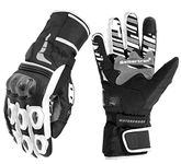 Seibertron SPW-2 Carbon Fiber Hard Knuckle Waterproof Touchscreen Leather Motorcycle Gloves White M