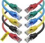 Ultra Clarity Cables Cat 6 Ethernet Cable 6 FT (10 Pack), Cat6 Patch Cable, High Speed 10Gbps 500Mhz Ethernet Cable Network Cord, RJ45 Lan Internet Cable for Computer Modem Router PS4/5 Xbox -5 Colors