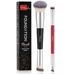 Foundation Brush Start Makers 2 pcs Dual-ended 2-in-1 Kabuki Makeup Brushes For Buffing, Blending, Sculpting, Highlight, Contouring.