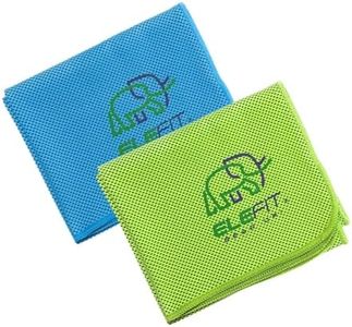 EleFit Cooling Towels, Set of 2, Mesh Sports Towels with Carrying Case, Blue and Green (Green)