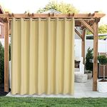 LORDTEX Linen Look Indoor/Outdoor Curtains, 105 x 84 Inch, Sunbath, Set of 2 Panels – Waterproof, Privacy, Sun Blocking Textured Grommet Curtains for Patio, Pergola, Porch, Deck, Lanai, and Cabana