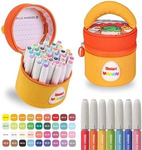 Ddaowanx 36 Colors Acrylic Paint Markers,Water-Based No-Bleed Paint Pens with Automatic Ink Control,Soft Brush Tip Pens for Stone,Wood,Canvas,Ceramic,Glass,Rock,Stocking Stuffers