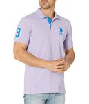 U.S. Polo Assn. Men's Short-Sleeve Polo Shirt with Applique, Lavender, Medium