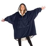 THE COMFY Original Quarter Zip | Oversized Microfiber & Sherpa Wearable Blanket with Zipper, for Any Occasion, Seen On Shark Tank, One Size Fits All (Dark Navy)