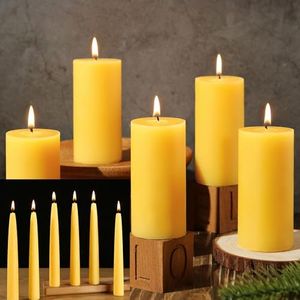 6 pcs Taper Candles&4pcs Pillar Candles,Beeswax Candles,Pure Beeswax Candles,Natural Bee Wax Candles for Dinner Home,Long Burning Candles-8 Hour Taper Candles-35 Hour Pillar Candles