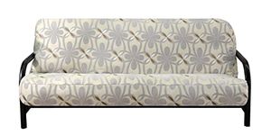 OctoRose Full Size Zipper Quality Bonded Micro Suede Futon Mattress Cover,NO Mattress (Chenille Grey Leaves)