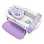 CROCOKID® Large Foldable Baby Bath Set, Bath Pillow/Knee Mat, Children 0-4 Years, Newborn Bath Set, Bathtub and Accessories, Dimensions 51 x 85 cm, Large Baby Tub, Bathtubs and Bath Seats