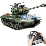 Supdex 1:18 RC Tank, 2.4Ghz US M26 Pershing Remote Control Tank, Military Model Toy, RC Army Model That Shoots BB, Smoke, Sound, Lights and Recoil, Tactical RC Battle Toy Gift for Kids and Adults