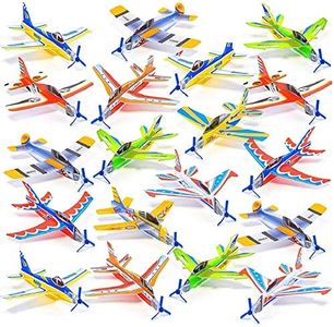 Prextex 25 Pack Large 8'' Flying Foam Outdoor Outside Glider Planes Toys for Boy, and Kids Ages 4-8 5 8-10 Years Old - Great Plane Birthday Gift - Party Favor DIY Take Apart Airplane Gliders