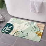 Uphome Bathroom Rugs Modern Abstract Velvet Bath Mat Non-Slip Colorful Botanical Printed Bath Rug Soft Machine Washable Floor Mats Art Design for Bathroom Tub Shower,20''x31''