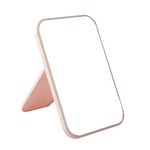 YELONA Desktop Makeup Mirror,Foldable Mirror Simple Portable Princess Mirror Square Mirror Small Mirror with Stand for Women - (Baby Pink-Pack of 1, Framed,Square, Tabletop Mounting)