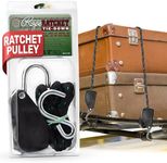 Rope Ratchet 1/2" Rope Pulley with Locking Pulley, Adjustable Rope Hanger for Grow Lights, Canopies, Tents, Kayaks, and Camping, 8' Solid Braided Polypropylene Rope, 500 lbs Capacity - 1 Ratchet Only