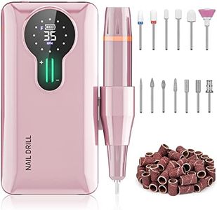 ENGERWALL 35,000 RPM Rechargeable Nail Drill, Portable Cordless Electric Nail File for Acrylic and Gel Nails, Polishing & Removal, Manicure Pedicure Kit with Nail Drill Bits, Pink (Pro)