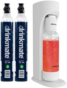 Drinkmate OmniFizz Sparkling Water and Soda Maker, Carbonates Any Drink Not Just Water, Fizzy Drink Maker, Water Carbonator, Sparkling Water Machine, 2x 60L CO2 Cylinder Included, Classic White