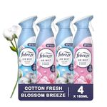 Febreze Air Mist Air Freshener Spray bundle - 2 x COTTON FRESH 185ml, 2 x BLOSSOM BREEZE 185ml - Febreze Air Freshener for Home, Room, Bathroom, Office bulk buy, Odour Eliminator