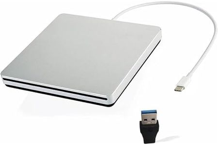 VikTck External CD DVD Drive USB C Ultra Slim Portable CD DVD Player Burner/Writer/Reader USB Superdrive Disc Duplicator for MacBook Pro/Air/Mac/M1/Laptop/Windows10 (Silver)