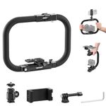 NEEWER Camera Cage Video Rig with Arca Type QR Plate, Single/Dual Grip Detachable Foam Side Handles Camera Phone Stabilizer for Video Recording DSLRs Camcorder Phone Action Camera Tripod Head, CA040