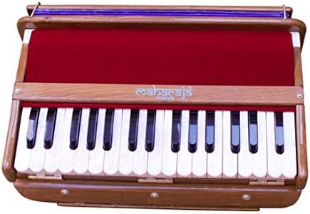 Maharaja Musicals, Folding Hari Naam Harmonium Instrument, In USA, Without Stop, Natural Brown Color, Safri, 2 1/2 Octave, Coupler, 2 Reeds, Book, Bag, Musical Instrument Indian (PDI-FFG)
