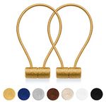 XDerlin Curtain Tiebacks Clips VS Strong Magnetic Tie Band Home Office Decorative Drapes Weave Holdbacks Holders European for Blackout Sheer Window Treatment (Gold Bright)