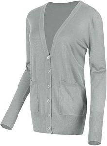 Urban GoCo Donna Button manica lunga Giù Cardigan di base Medio Grigio Chiaro