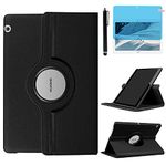 Case for Huawei MediaPad T3 10 Tablet 9.6 inch (AGS-W09 AGS-L09 AGS-L03) - 360 Degree Rotating Stand Protective Case Cover,with Stylus Pen,Screen Film (Black)