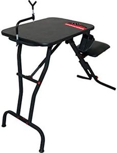 BIRCHWOOD CASEY Ultra Steady Lightweight Folding Shooting Bench with Seat, Adjustable Non-Scratch Rubber Coated Gun Rest & Two Shell/Gear Pockets