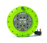 STATUS 4 Socket Cable Reel 10m Green Extension Lead 13A Heavy Duty Outdoor Extension Lead S13A4SKT10MCR6