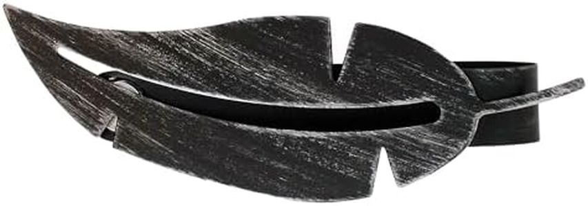 EVIDECO French Home Goods Metal Feather Curtain Tieback with Magnetic Closure – No Installation Needed – Black/Silver