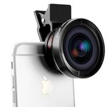 Phone Camera Lens, 0.45X Super Wide Angle with 15X Macro Lens Clip-On 2in1 Professional Kit for Insta Vlog YouTube Reels Compatible with iPhone Samsung & Android Mobile Tablets-(Black)