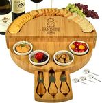 Picnic at Ascot Deluxe Custom Engraved Bamboo Cheese/Charcuterie Board with Accessories - Innovative Patented Design - Quality Assured in The USA