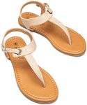 SANDALUP Nude Sandals Women's Thong Flat Sandals with Adjustable Buckle Summer Shoes, 11