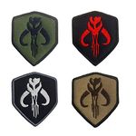 Zcketo 4 Pcs Military Tactical Patches for Movie The Bounty Hunters Skull Shield Hook and Loop Fasteners Embroidery Funny Morale Emblem Tags for Backpack Bag Cap Vest Collect Patch(Shield)