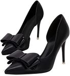 Womens Bow Heels Closed Pointed Toe