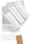 Linen Hub Set of 4 Peshtemal Turkish Beach Towels Cotton Extra Large 39x71 Travel Gym Pool Spa Blanket Beach Bath Towels - Ultra Soft Quick Dry Absorbent Fouta Hammam Peshtemal Towels Grey